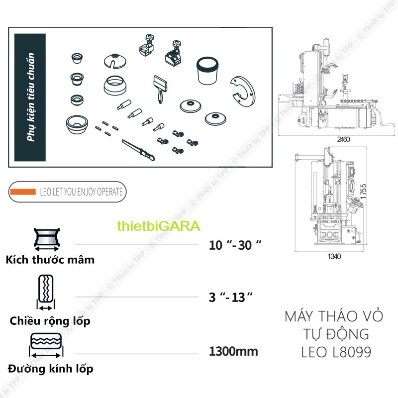 Thông tin máy tháo lốp xe LEO L8099