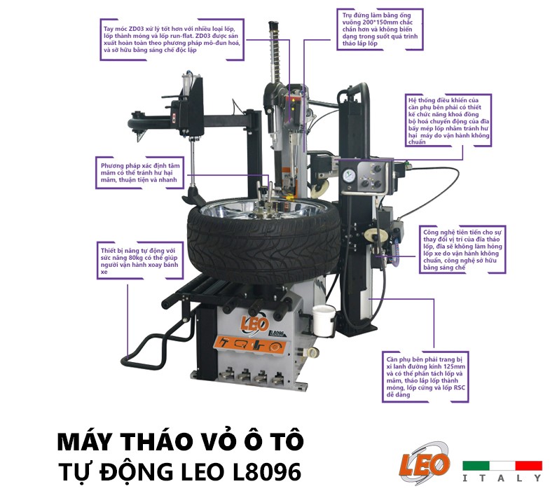 Máy ra vào lốp xe du lịch tự động LEO l8096