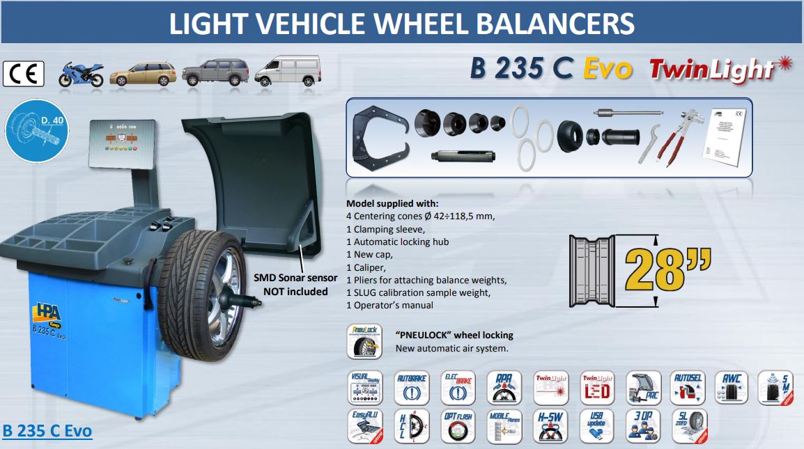 Chi tiết máy cân bằng bánh xe B325 HPA