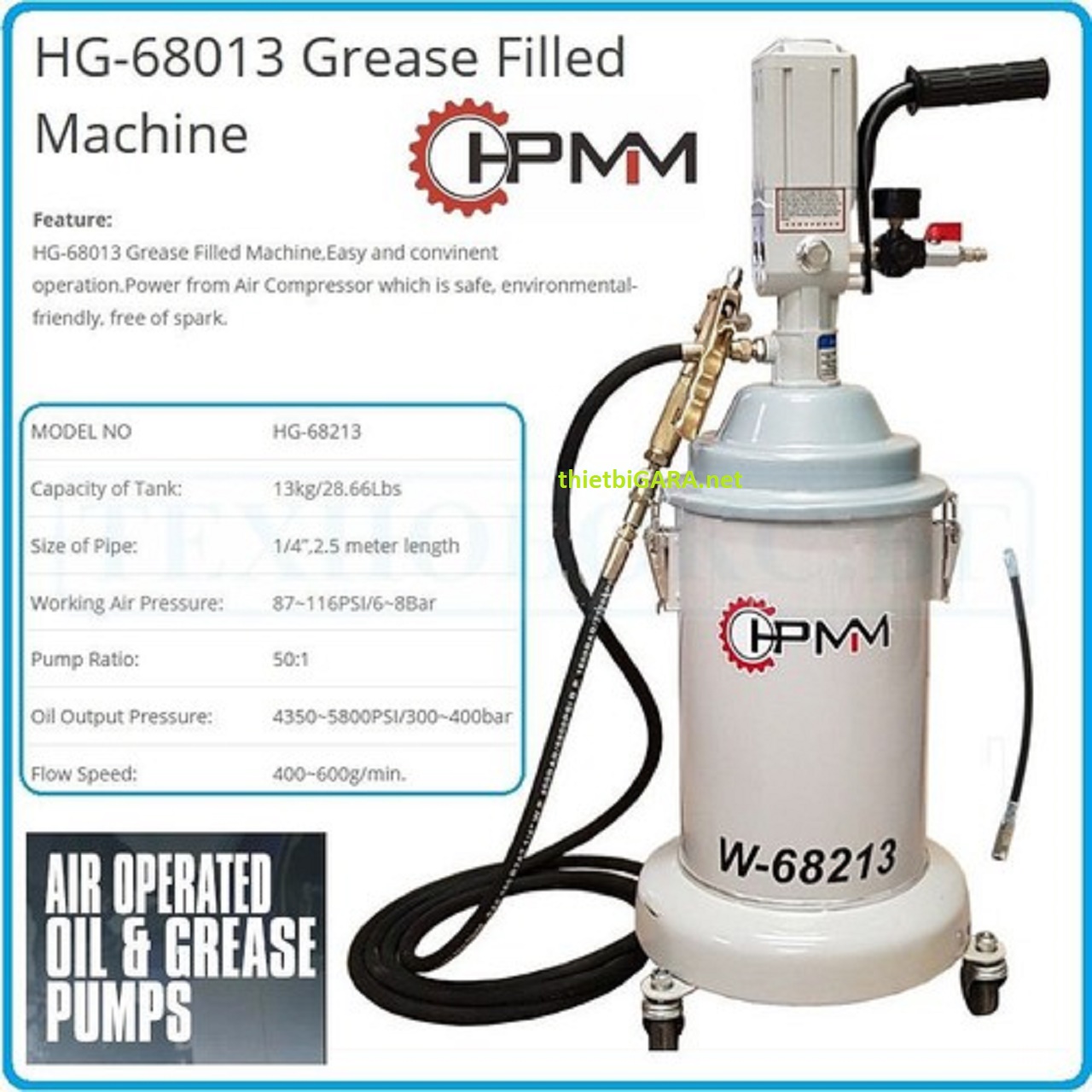 Máy bơm mỡ khí nén HG-68213 HPMM