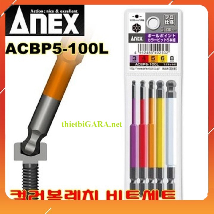 Vỉ 5 mũi vít đầu lục giác bi ACBP5-100L