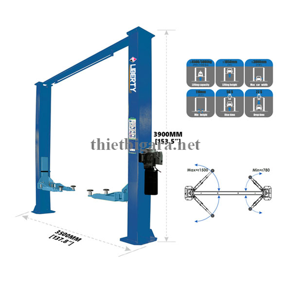 Cầu Nâng 2 Trụ Giằng Trên 5 Tấn LT-5000C Liberty