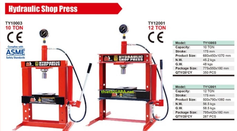Máy ép thủy lực 12 tấn có đồng hồ