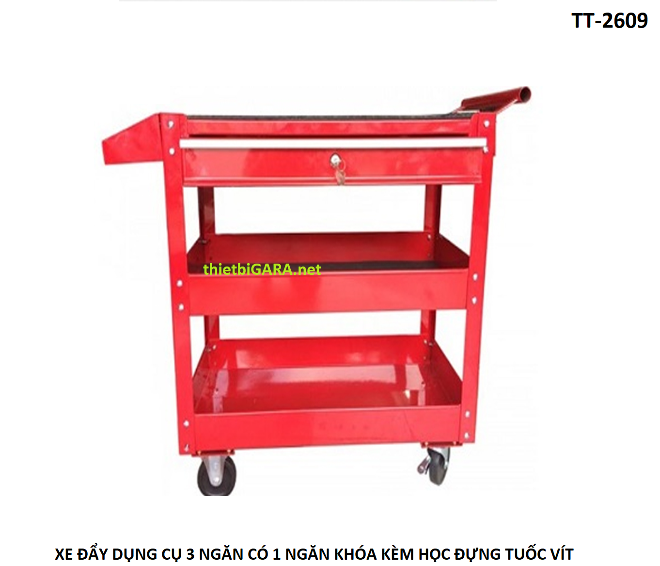 Xe Đẩy Dụng Cụ 3 Ngăn Có 1 Ngăn Khóa