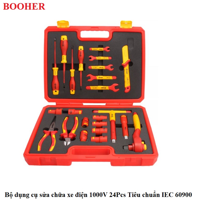 Bộ Dụng Cụ Sửa Chữa Xe Điện 1000V 24Pcs Booher Đức