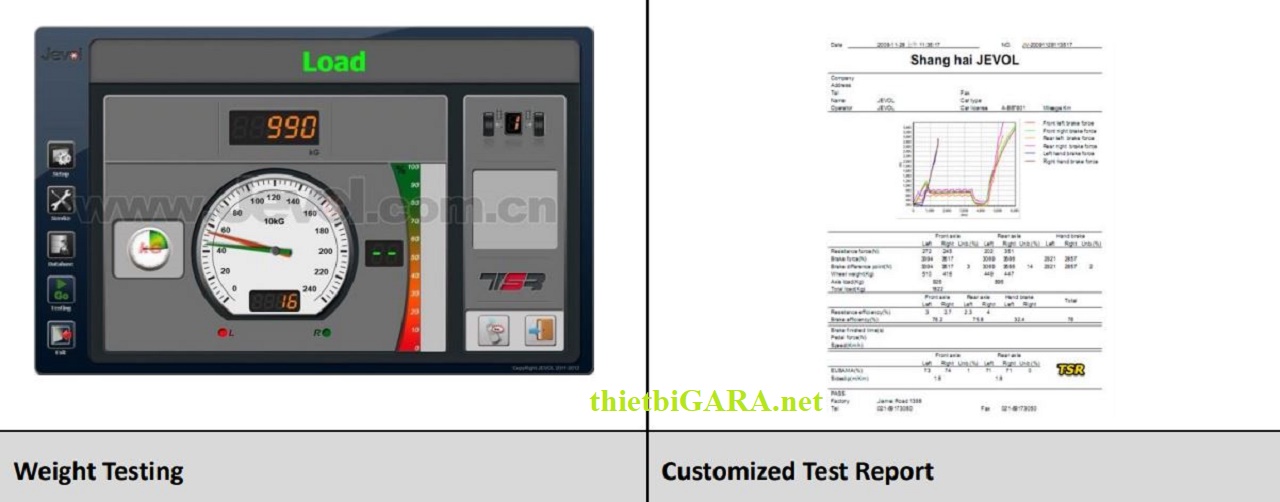 Bệ thử phanh xe du lịch Jevol RRT-2500W