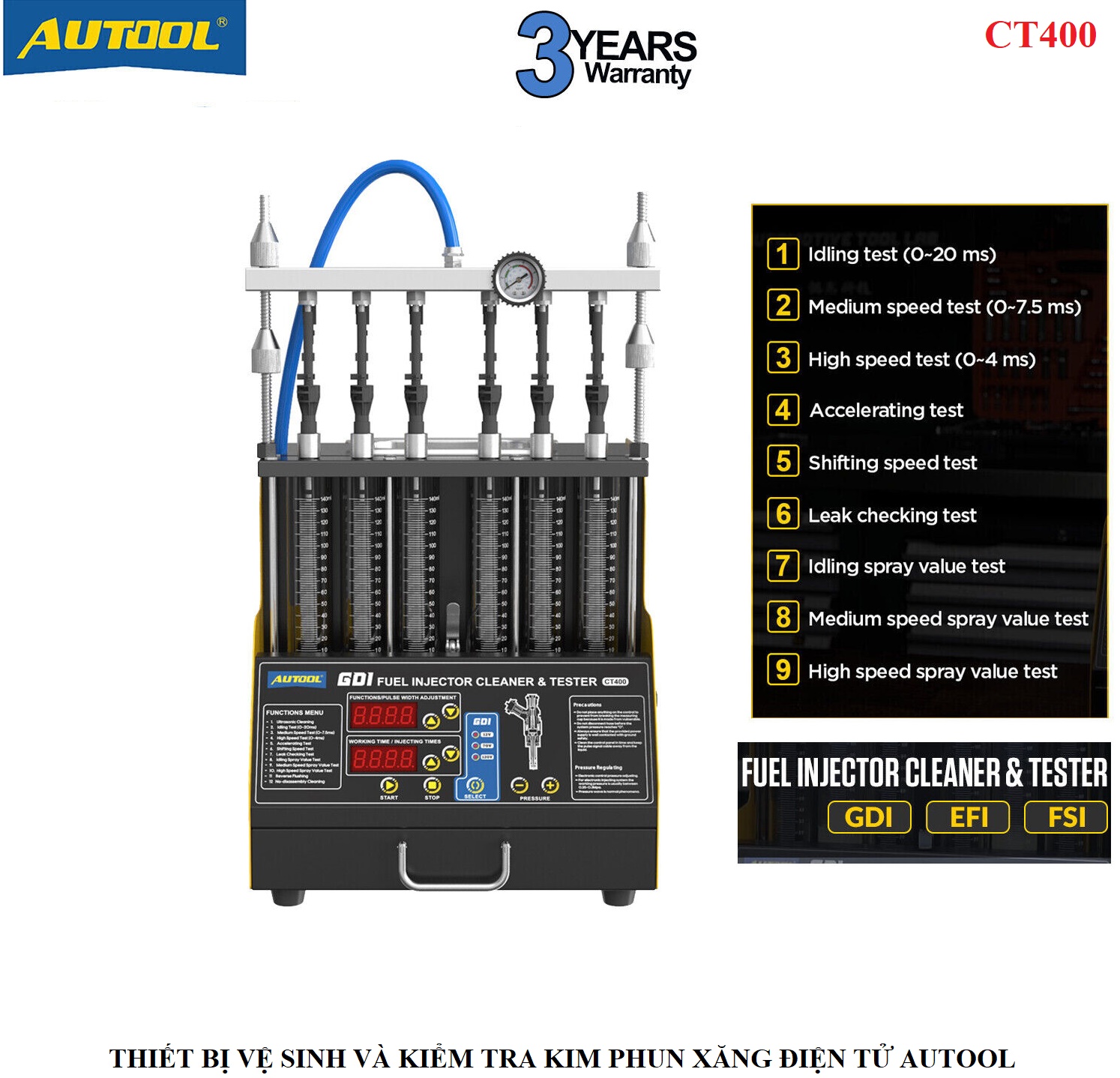 Thiết Bị Vệ Sinh Và Kiểm Tra Kim Phun Điện Tử CT400 Autool
