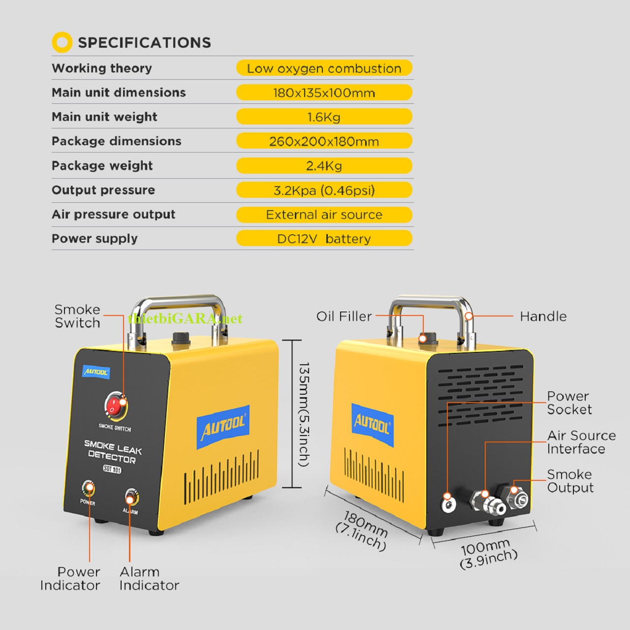 Thông số kỹ thuật máy kiểm tra ga lạnh