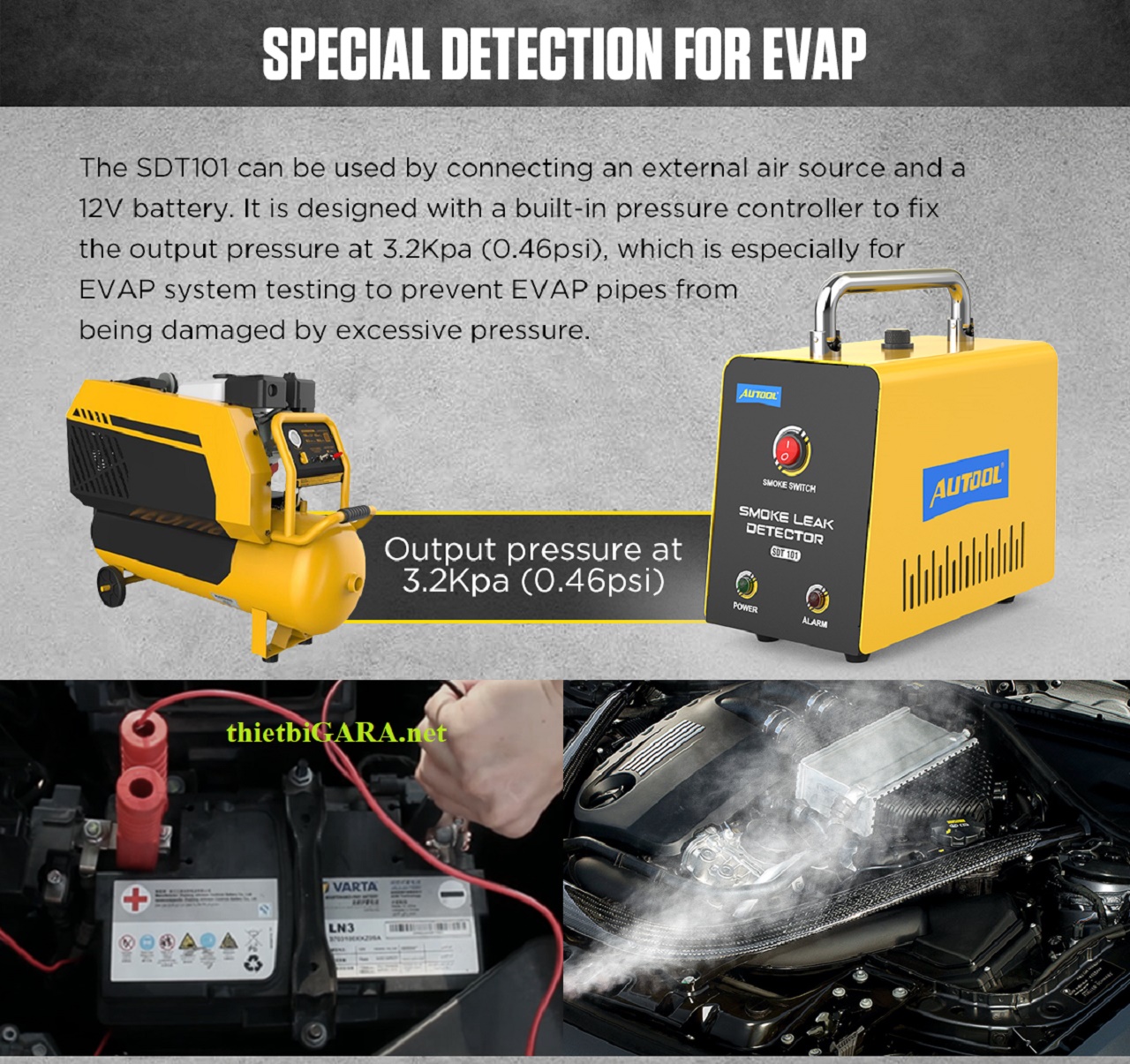 máy tạo khói kiểm tra rò ga sdt101