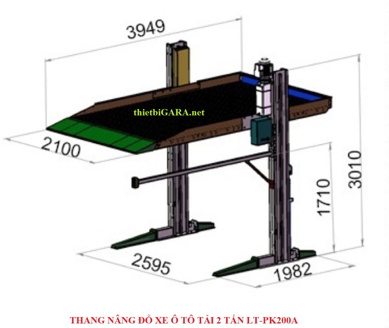 Chi tiết chiều dài thang nâng đỗ xe