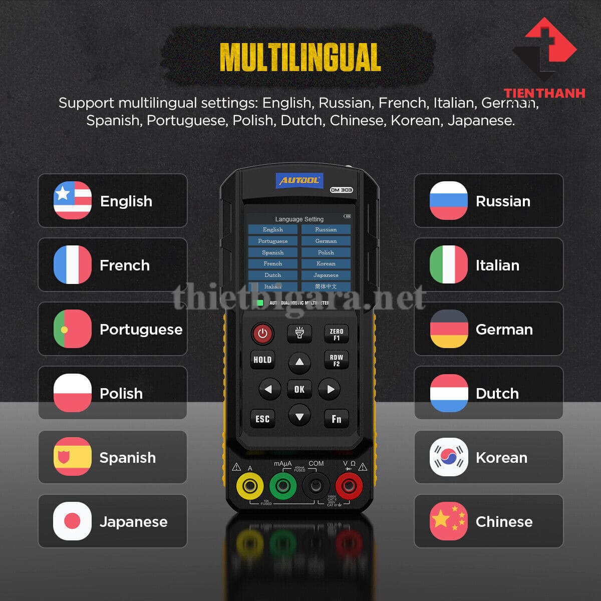 Ngôn ngữ thiết bị đo dao động kế vạn năng dm303