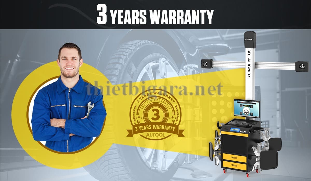 Bảo hành 3 năm với máy cân chỉnh góc đặt bánh xe