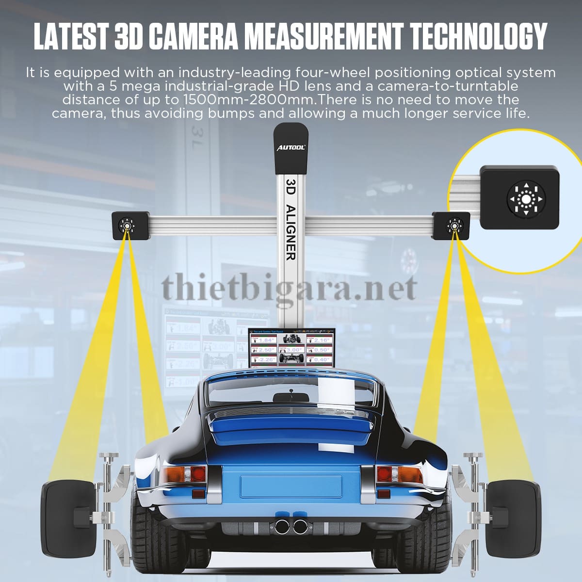 Công nghệ camera 3D mới nhất trên máy cân chỉnh góc đặt bánh xe 3D Autool XC505