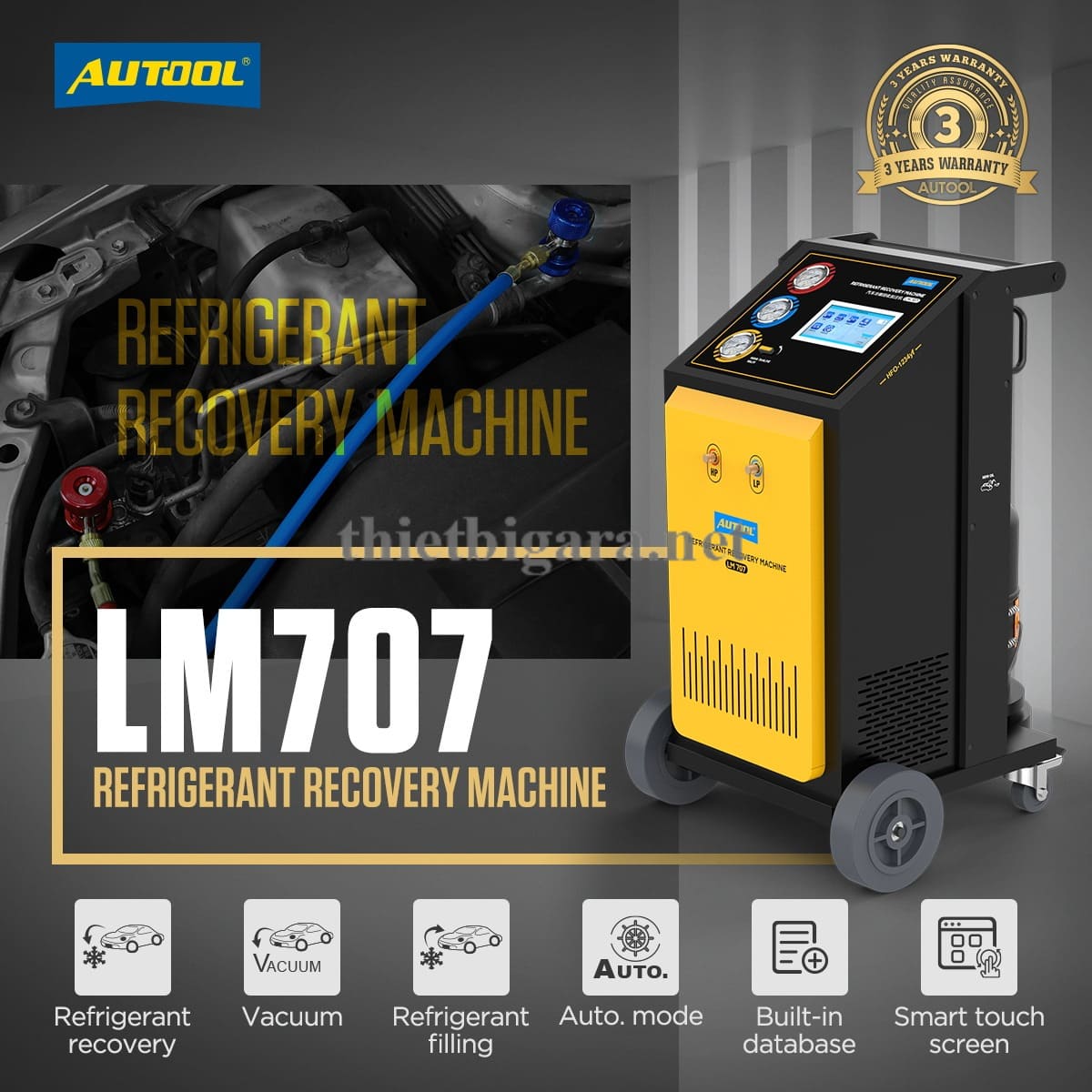Máy nạp ga điều hòa ô tô tự động Autool LM707 (1) Thông tin chung máy nạp điều hoà autool lm707