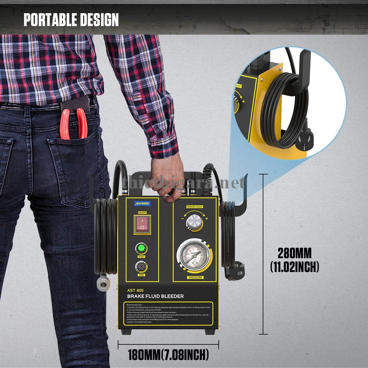 Thiết kế máy thay dầu phanh gọn nhẹ