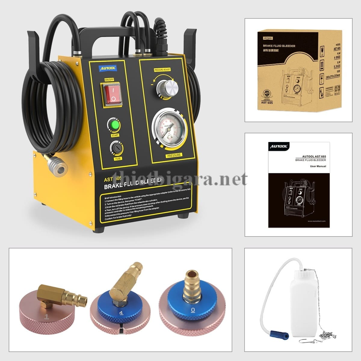 Phụ kiện đi kèm máy Máy thay dầu phanh Autool AST605