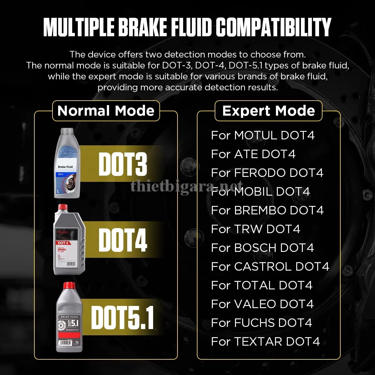 Khả năng tương thích với nhiều loại dầu phanh