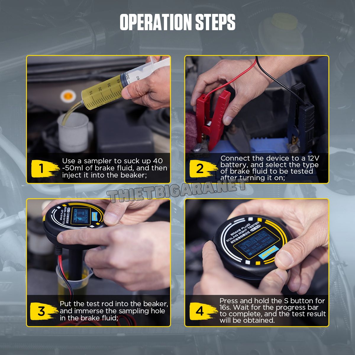 Các bước vận hành trên Máy kiểm tra chất lượng dầu phanh AUTOOL AS506