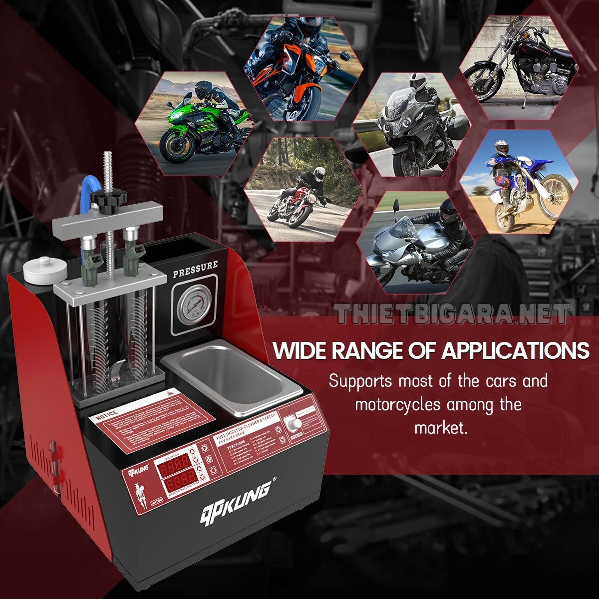 Hỗ trợ nhiều dòng xe trên Máy kiểm tra và vệ sinh kim phun mô tô xe máy UNT60