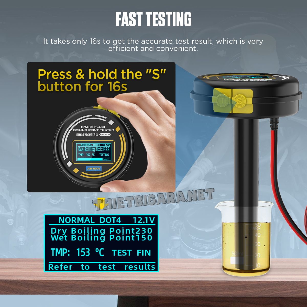 Kiểm tra nhanh chóng trên Máy kiểm tra chất lượng dầu phanh AUTOOL AS506