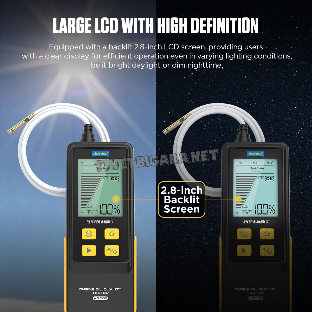 Màn hình lớn trên Máy kiểm tra chất lượng dầu phanh AUTOOL AS503