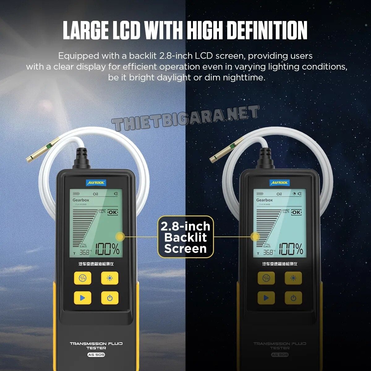 Màn hình lớn trên Máy kiểm tra chất lượng dầu phanh AUTOOL AS505