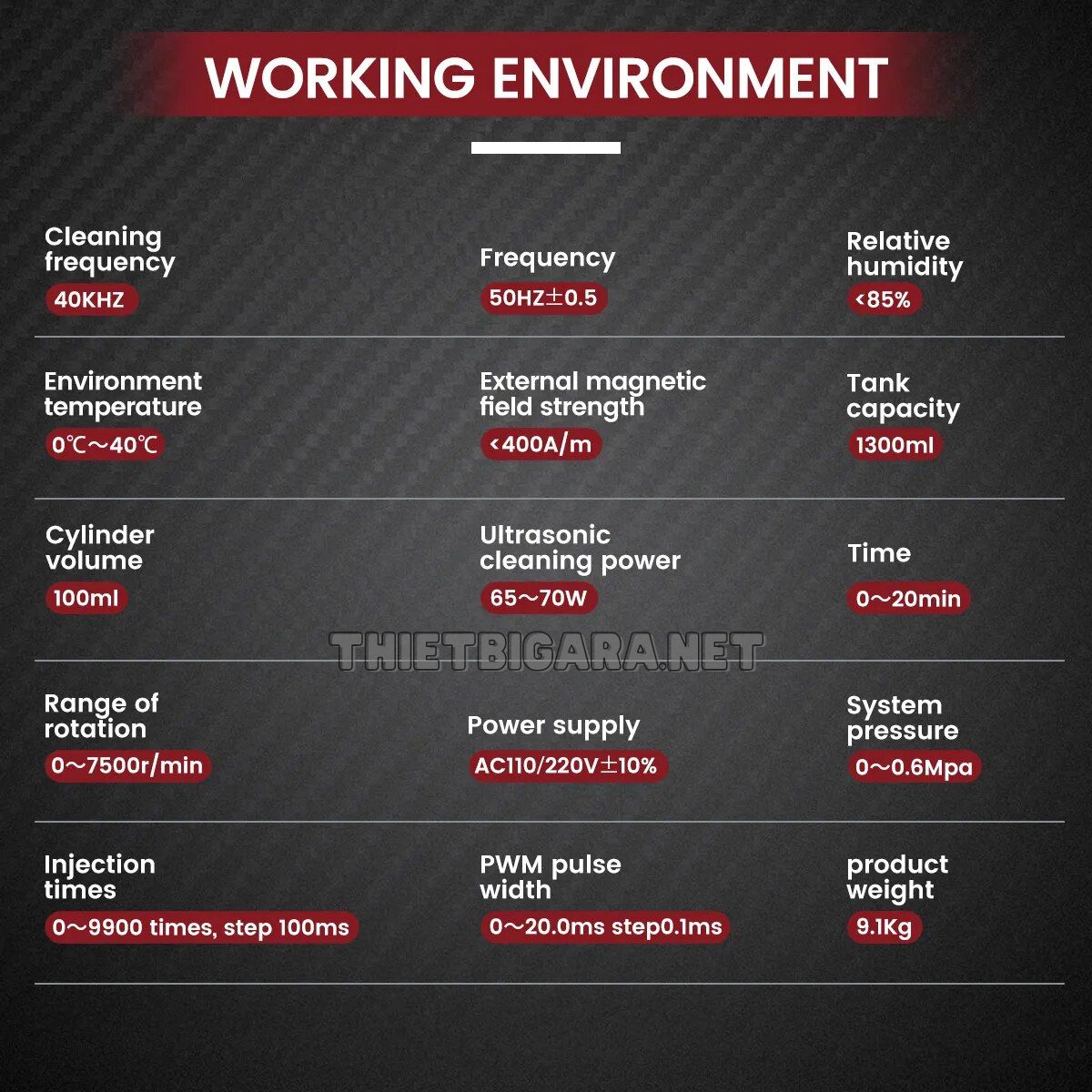 Môi trường làm việc trên Máy kiểm tra và vệ sinh kim phun mô tô xe máy UNT60