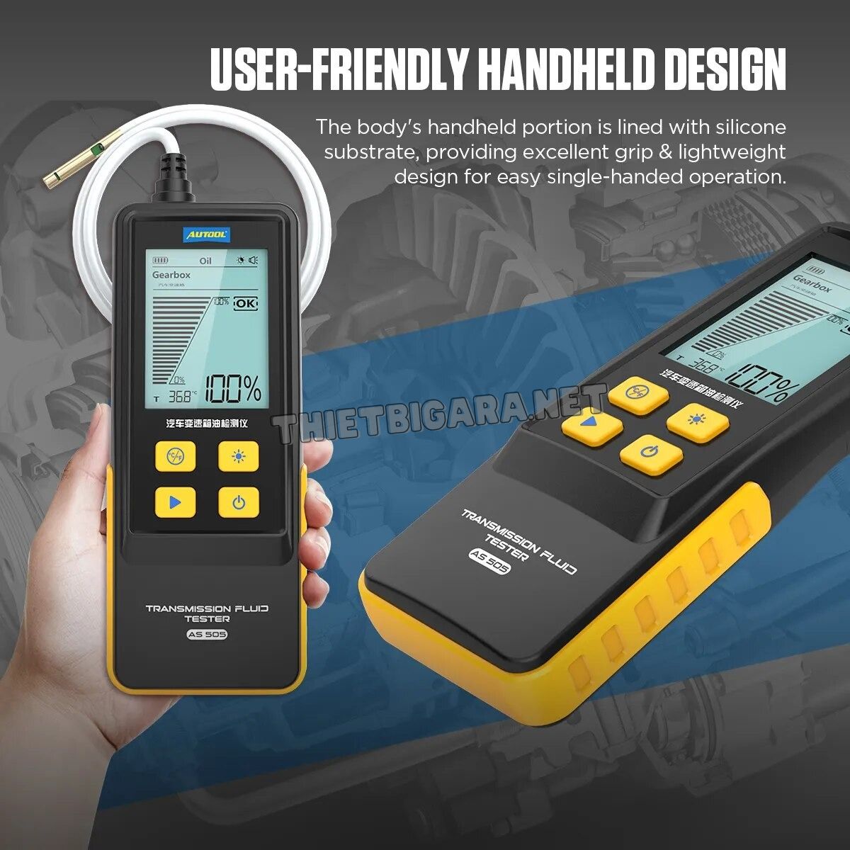 Thiết kế tay cầm thân thiện trên Máy kiểm tra chất lượng dầu phanh AUTOOL AS505