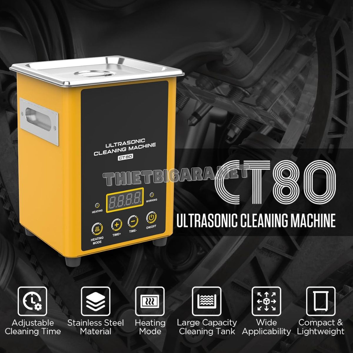 Bồn siêu âm làm sạch kim phun nhiên liệu AUTOOL CT80 Bồn siêu âm làm sạch kim phun nhiên liệu AUTOOL CT80