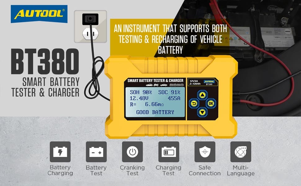 Máy kiểm tra và sạc bình ắc quy AUTOOL BT380