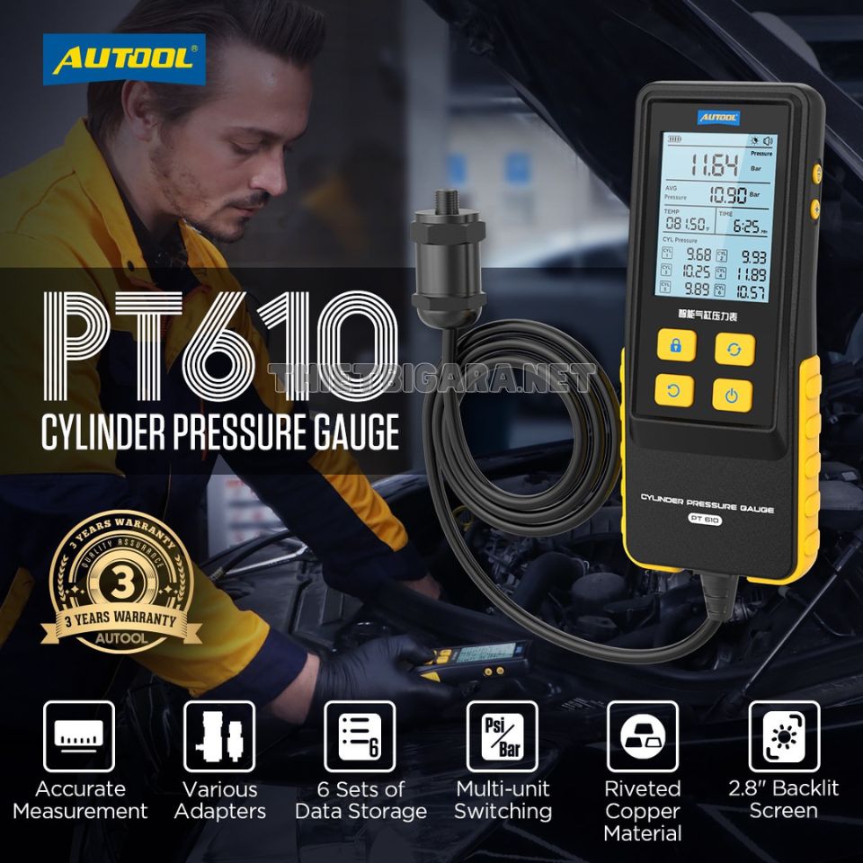 Thiết bị đo áp suất xi lanh ô tô xe máy AUTOOL PT610 Thiết bị đo áp suất xi lanh ô tô xe máy AUTOOL PT610
