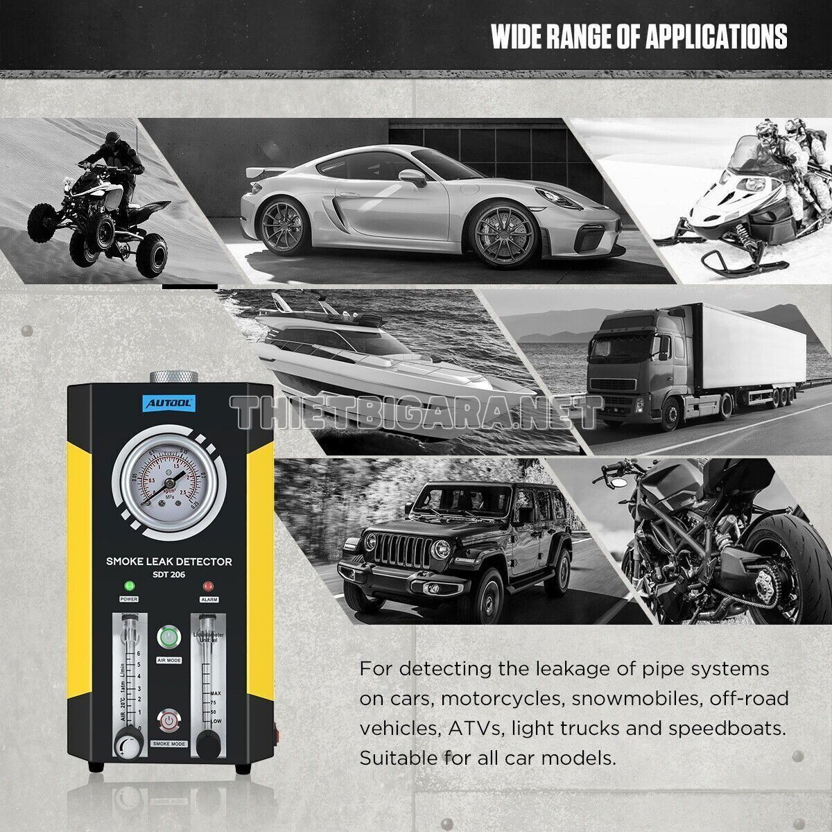Ứng dụng rộng rãi trên máy tạo khói phát hiện rò rỉ AUTOOL SDT206 Ứng dụng rộng rãi trên máy tạo khói phát hiện rò rỉ AUTOOL SDT206