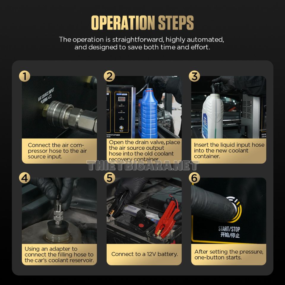 Vận hành cơ bản trên máy kiểm tra và thay nước làm mát ô tô AUTOOL SC301