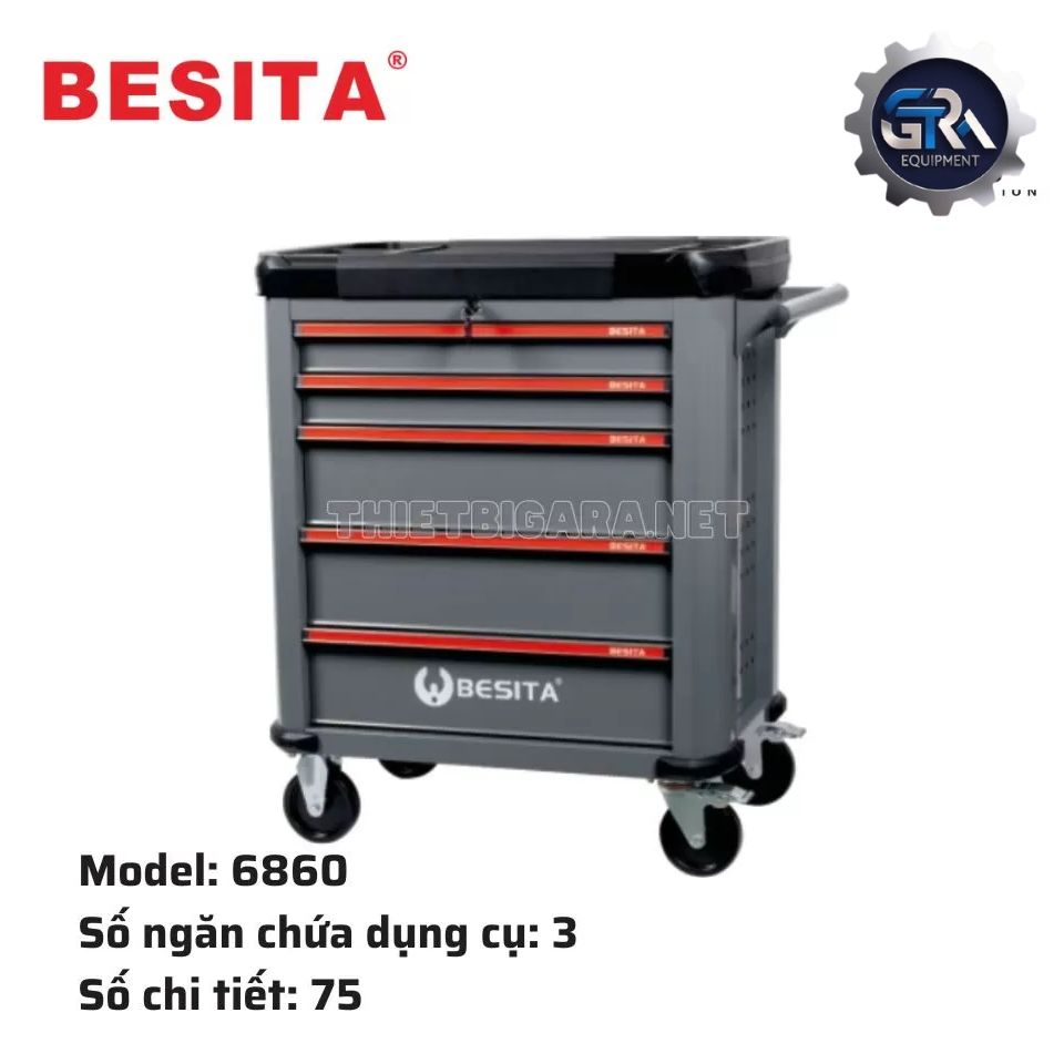 BESITA 6860 | Tủ Dụng Cụ 5 Ngăn 75 Chi Tiết  Dùng Cho Xe Điện