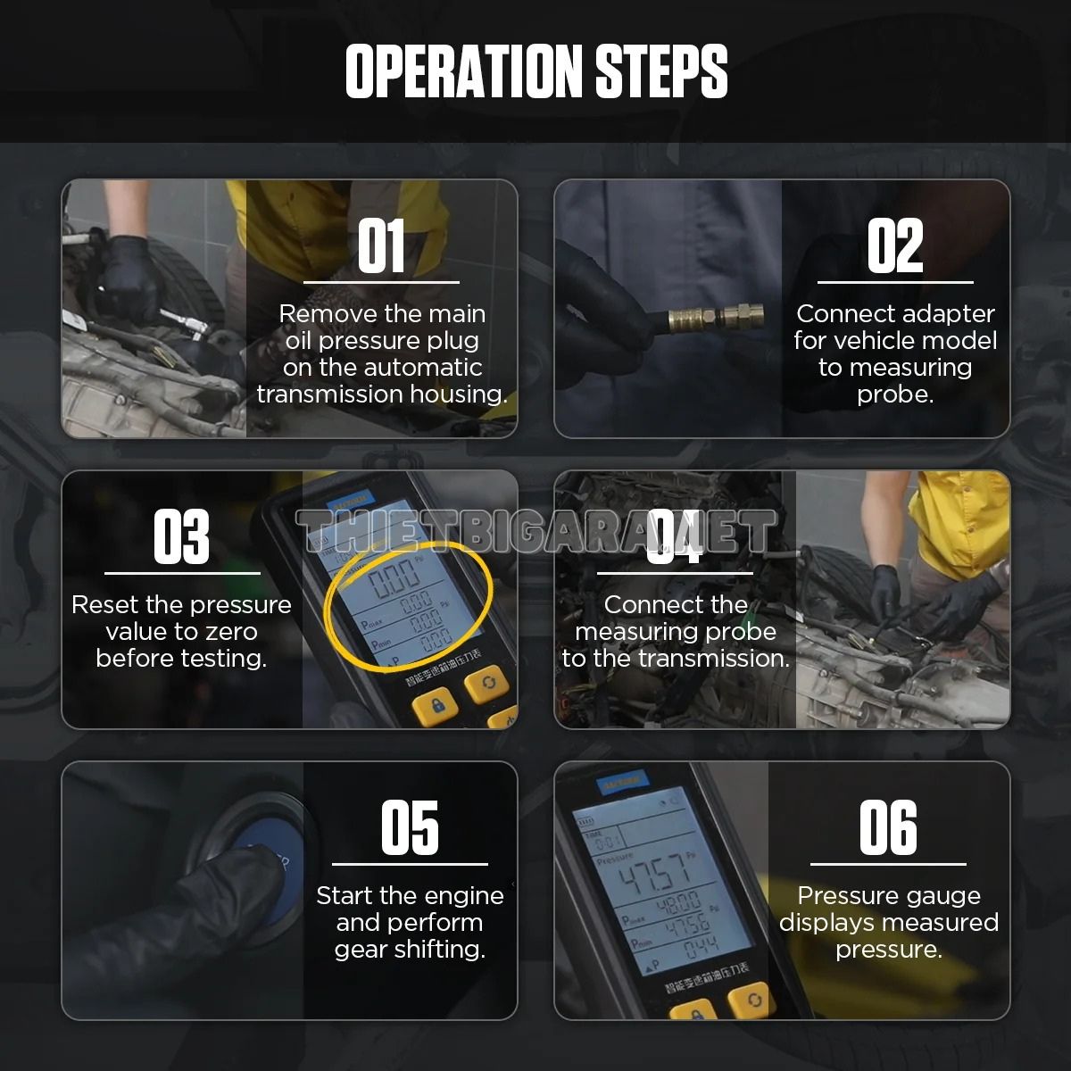 Vận hành Đồng hồ đo áp suất dầu hộp số