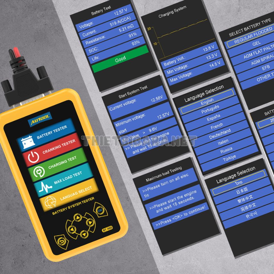 Máy kiểm tra chất lượng ắc quy 1224V AUTOOL BT460