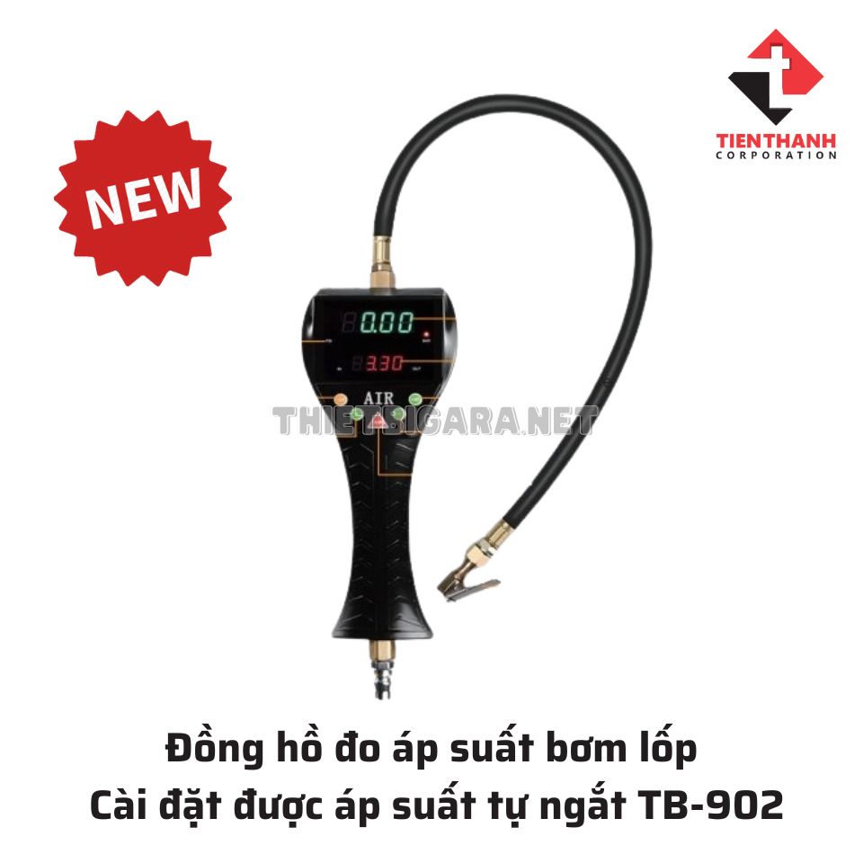 Đồng hồ đo áp suất bơm lốp Cài đặt được áp suất tự ngắt TB-902
