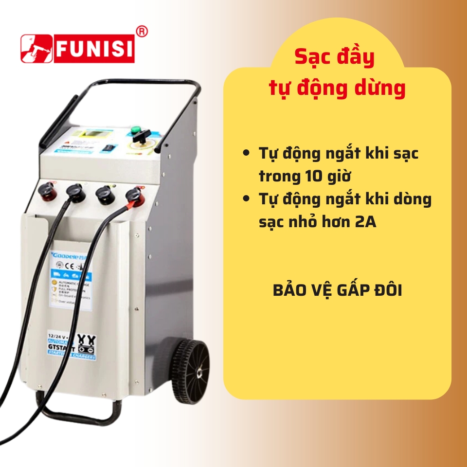 Sạc đầy tự động dừng với máy sạc bình ắc quy funisi 4000A
