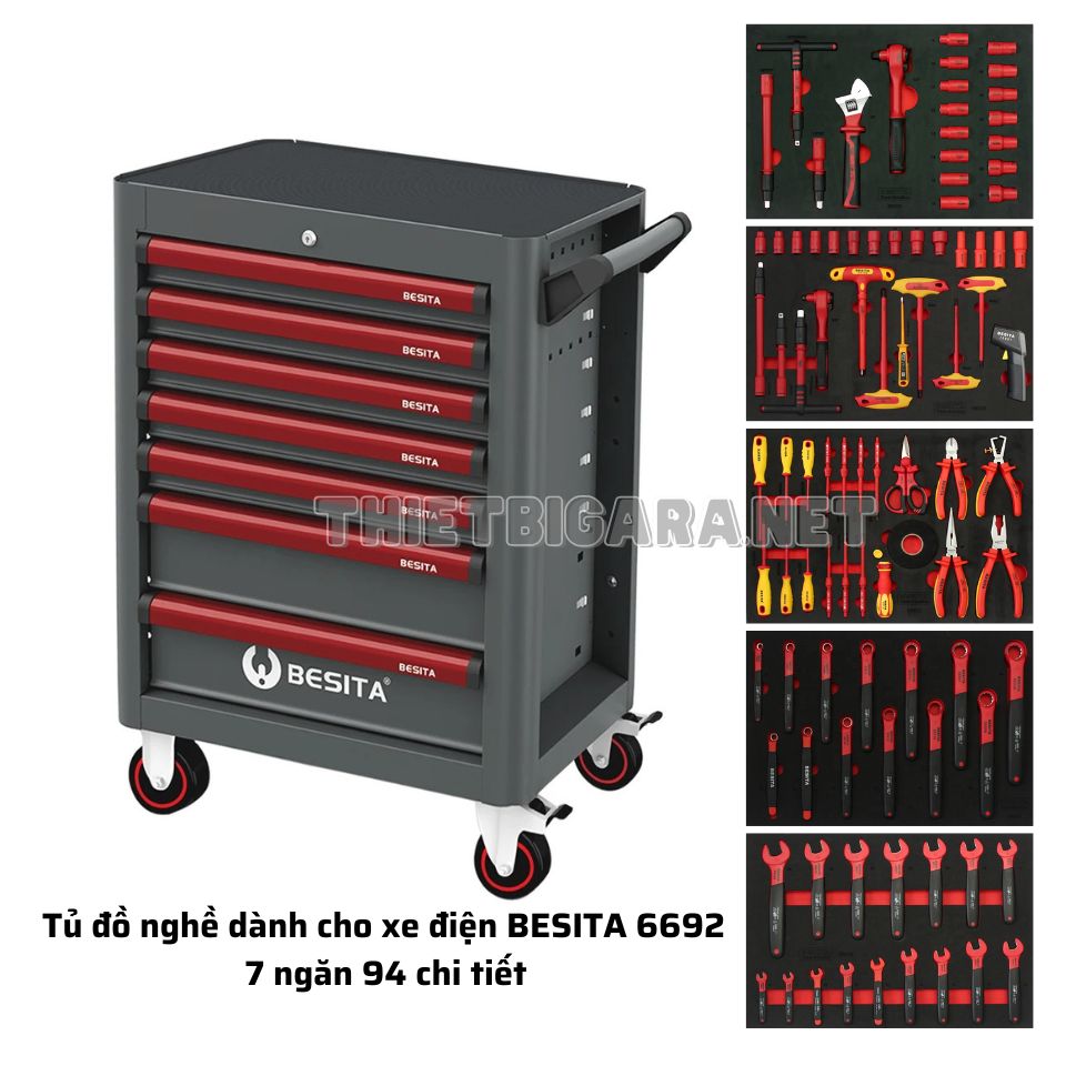 Tủ đồ nghề BESITA 6692 (1) Tủ đồ nghề dành cho xe điện BESITA 6692 7 ngăn 92 chi tiết