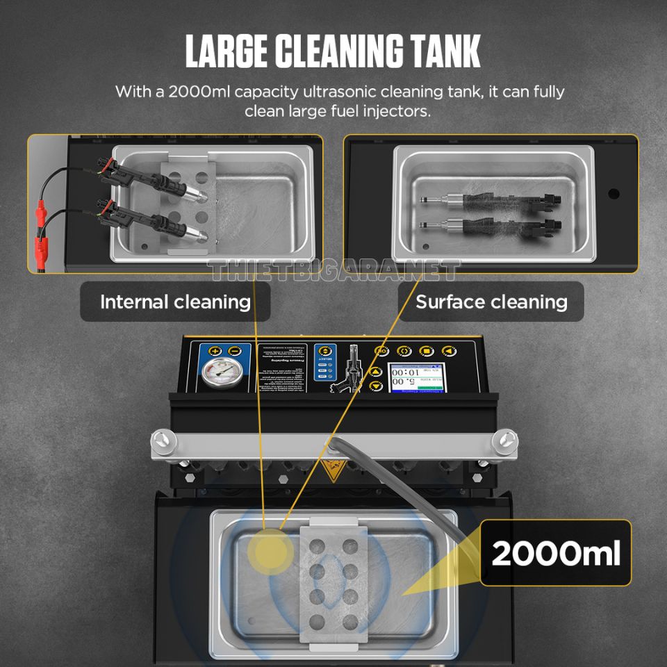 Bệ làm sạch siêu âm lớn trên máy kiểm tra và vệ sinh kim phun AUTOOL CT500