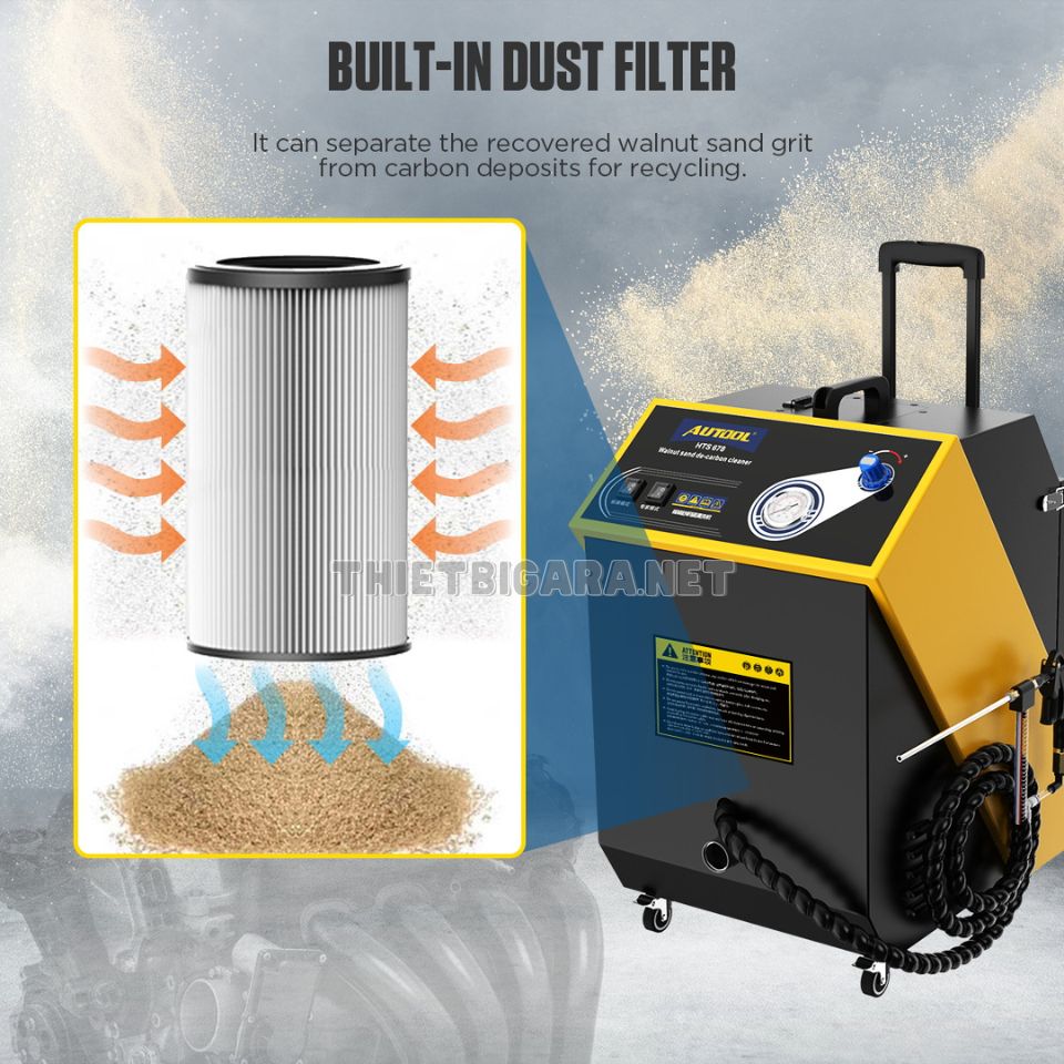 Bộ lọc tích hợp trên máy bắn vỏ óc chó AUTOOL HTS678 Bộ lọc tích hợp trên máy bắn vỏ óc chó AUTOOL HTS678