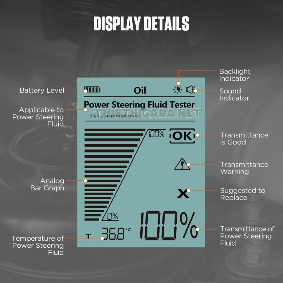 Màn hình trên máy kiểm tra dầu trợ lực lái AUTOOL AS507