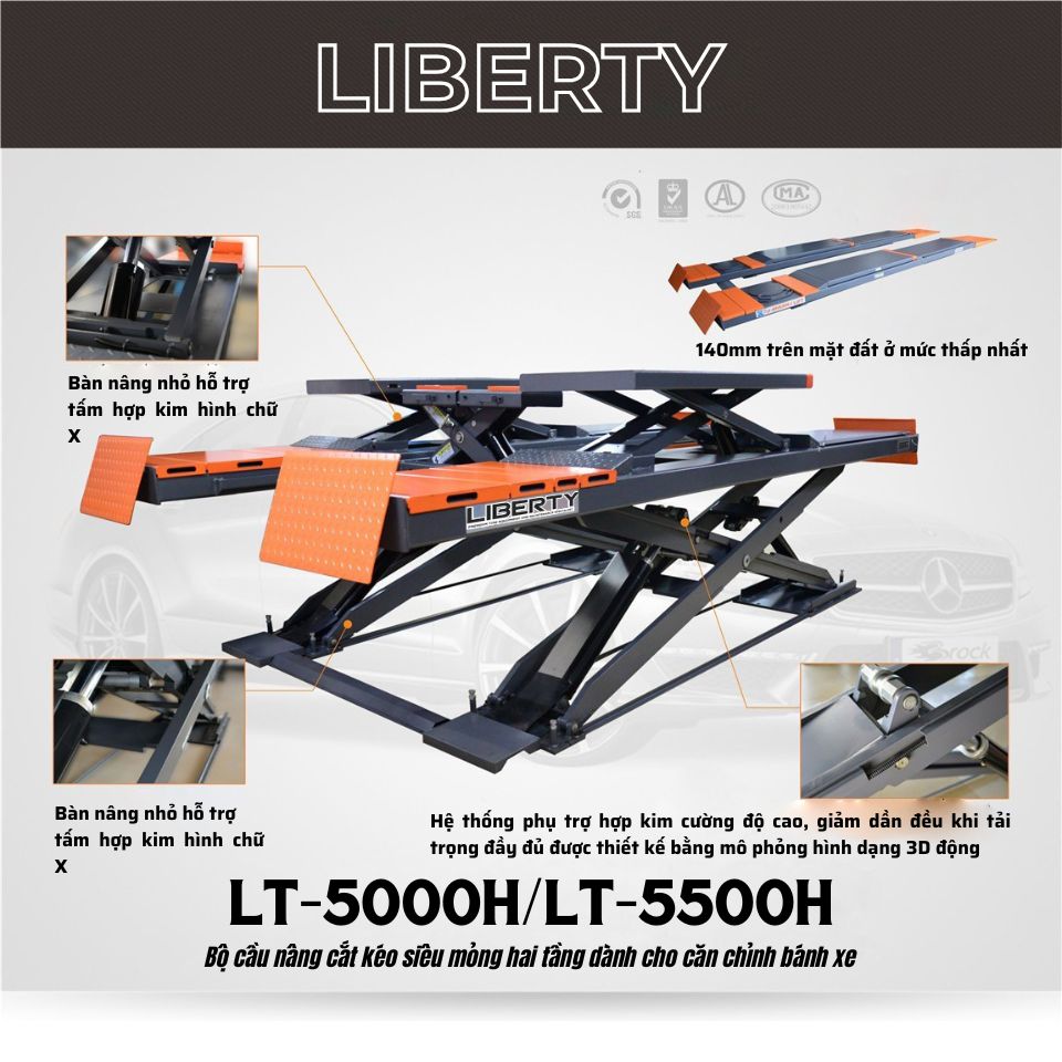 Bộ nâng cắt kéo siêu mỏng hai cấp để căn chỉnh bốn bánh xe